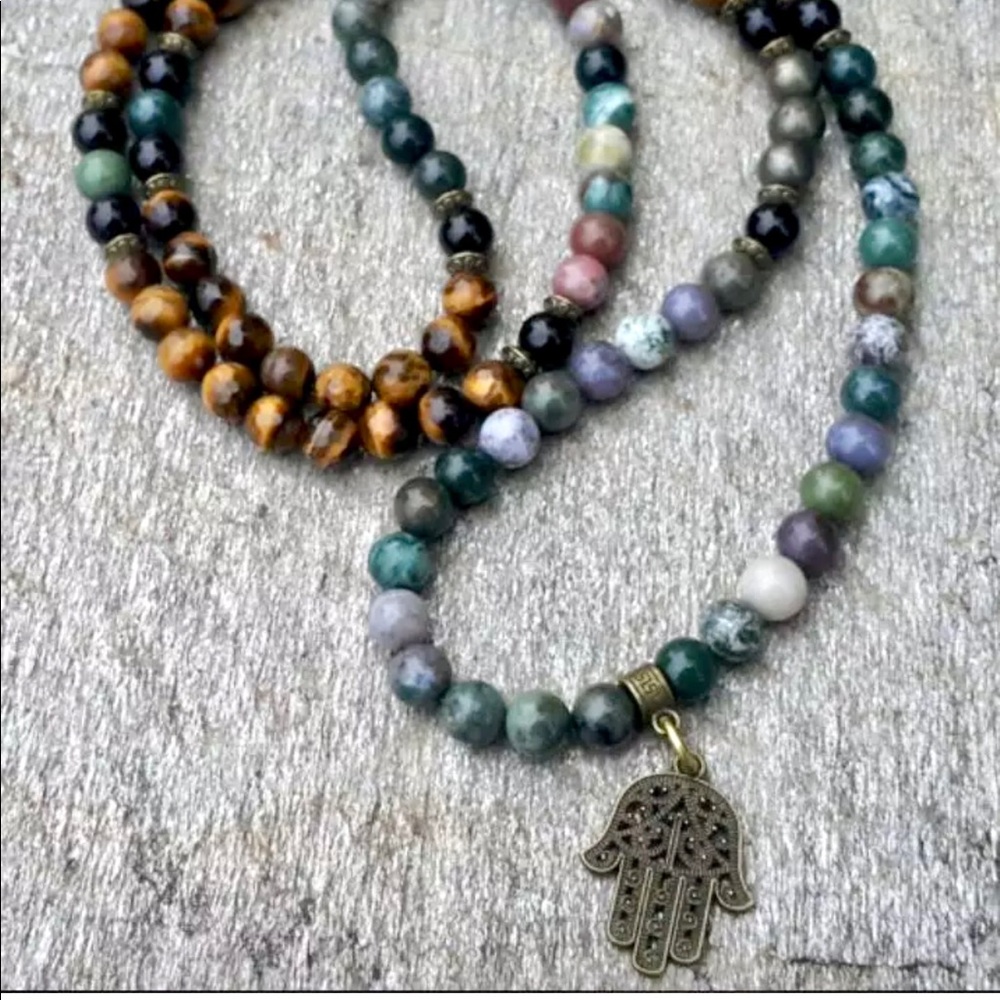 Mixed gemstone unisex Mala necklace/bracelet